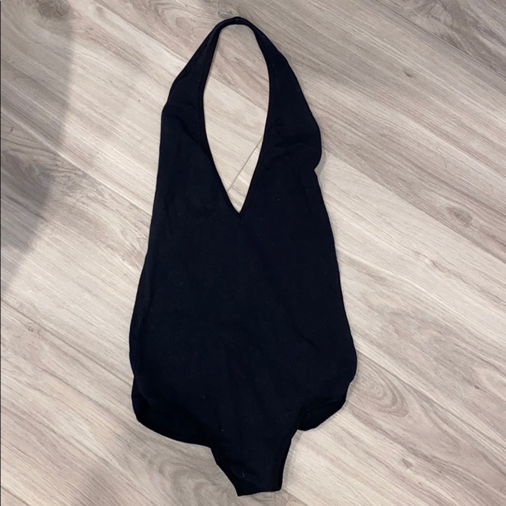 american apparel black halter bodysuit